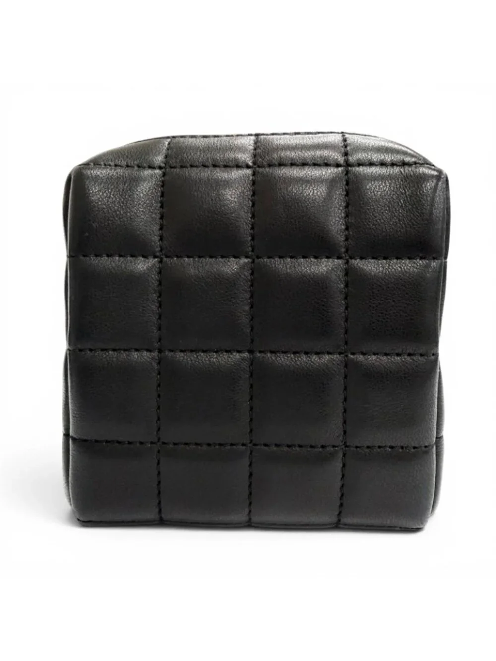 Saint Laurent Paris Cassandra Logo Square Leather Quilted Pouch Black